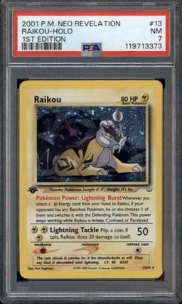 2001 Pokemon Neo Revelation 1st Edition #13 Raikou Holo PSA 7