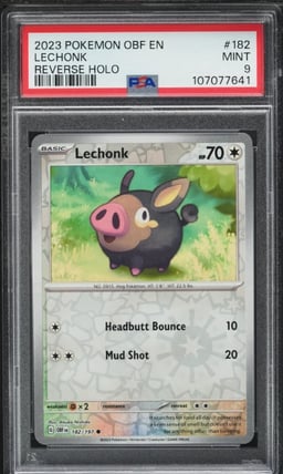 2023 Pokemon SV Obsidian Flames Reverse Holo Lechonk #182 PSA 9 MINT