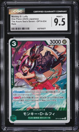 2025 One Piece Japanese The Azure Sea's Seven Monkey D. Luffy #OP14-034 CGC 9.5 MINT+