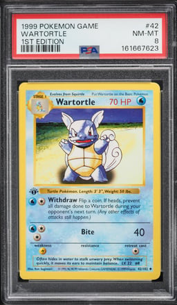 1999 Pokemon Base Set 1st Edition Wartortle #42 PSA 8 NM-MT