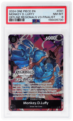2024 One Piece Promo Offline Regional Volume 3 Finalist Monkey D. Luffy #OP07-091 PSA 8