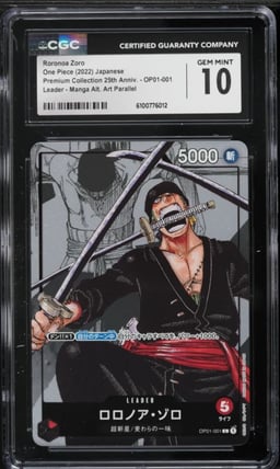 2022 One Piece Japanese Premium 25th Manga Art Leader Roronoa Zoro #OP01-001 CGC 10 GEM MINT