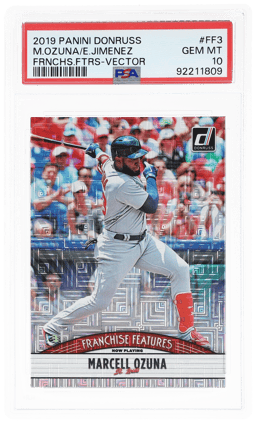 2019 Panini Donruss Franchise Features Vector Eloy Jimenez/Marcell Ozuna #FF3 PSA 10