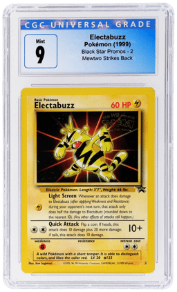 1999 Pokemon Wizards of the Coast Black Star Promo Mewtwo Strikes Back Electabuzz #2 CGC 9