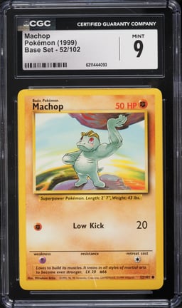 1999 Pokemon Base Set Machop #52 CGC 9 MINT