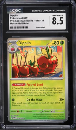 2025 Pokemon SV Prismatic Evolutions Master Ball Reverse Holo Dipplin #10 CGC 8.5 NM-MT+
