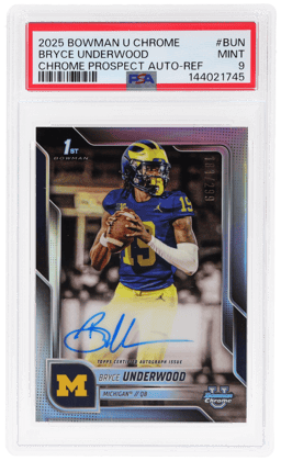 2025 Bowman Chrome University Autographs Refractor Bryce Underwood #BCABUN 181/299 PSA 9
