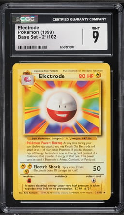 1999 Pokemon Base Set Electrode #21 CGC 9 MINT