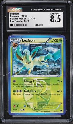 2013 Pokemon Black & White Plasma Freeze Psy Crusher Deck Holo Leafeon #11 CGC 8.5 NM-MT+