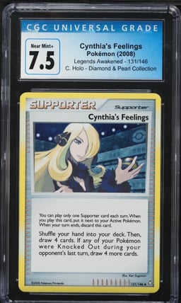 2008 Pokemon DP Legends Awakened Holo Cynthia's Feelings #131 CGC 7.5 NRMT+