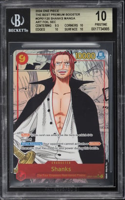 2024 One Piece Premium The Best SEC Manga Art Shanks #OP01-120 BGS 10 PRISTINE