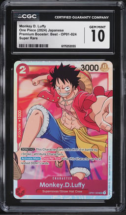 2024 One Piece Japanese Premium Booster Best SR Monkey D. Luffy #OP01-024 CGC 10 GEM MINT