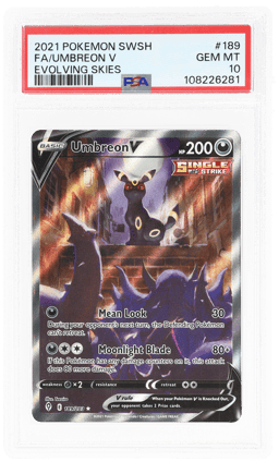 2021 Pokemon Sword and Shield Evolving Skies Umbreon V #189 PSA 10