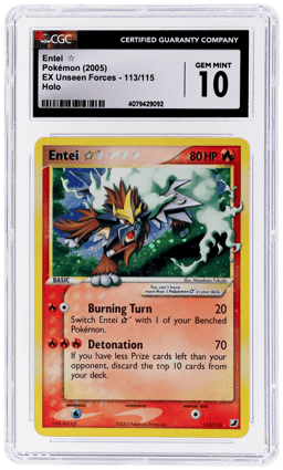 2005 Pokemon Ex Unseen Forces Holo Entei Gold Star #113 CGC 10