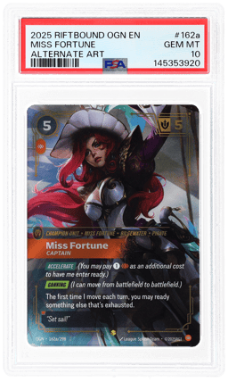 2025 Riftbound: League of Legends Origins Alternate Art Miss Fortune #162a PSA 10