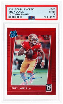 2021 Donruss Optic Rated Rookies Rps Autographs Red Trey Lance #203 60/75 PSA 9