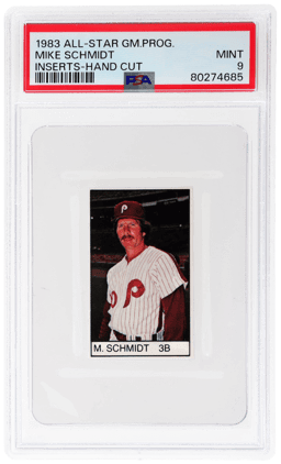 1983 All-Star Game Program Inserts Hand Cut Mike Schmidt PSA 9