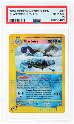 2002 Pokemon Expedition Reverse Holo Blastoise #37 PSA 10