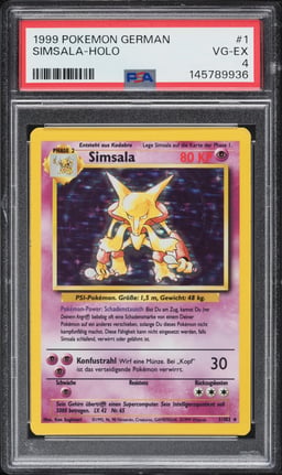 1999 Pokemon German Base Set Holo Alakazam #1 PSA 4 VGEX