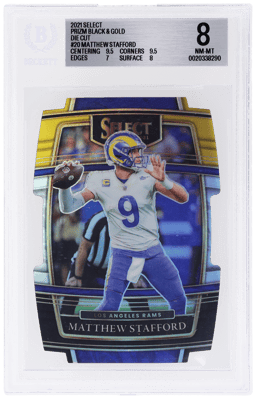 2021 Select Black and Prizm Gold Die Cut Matthew Stafford #20 BGS 8
