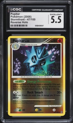 2008 Pokemon Diamond & Pearl Stormfront Reverse Holo Pupitar #47 CGC 5.5 EX+
