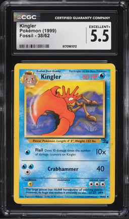 1999 Pokemon Fossil Kingler #38 CGC 5.5 EX+