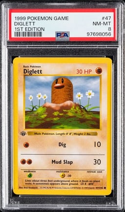 1999 POKEMON GAME #47 DIGLETT 1ST EDITION PSA 8