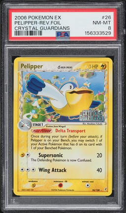 2006 Pokemon EX Crystal Guardians Reverse Holo Pelipper #26 PSA 8 NM-MT