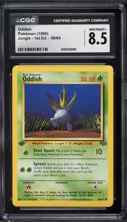 1999 Pokemon Jungle 1st Edition Oddish #58 CGC 8.5 NM-MT+