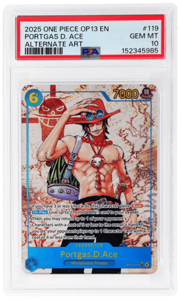 2025 One Piece Carrying On His Will Alternate Art Portgas D. Ace #OP13119 PSA 10