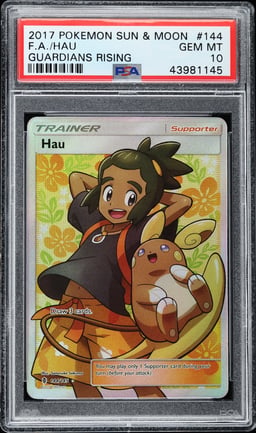 2017 Pokemon Sun & Moon Guardians Rising Full Art Hau #144 PSA 10 GEM MINT