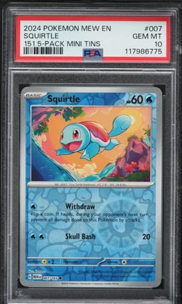 2024 Pokemon Mew En-151 5 Pack Mini Tin Squirtle #007 PSA 10 GEM MINT