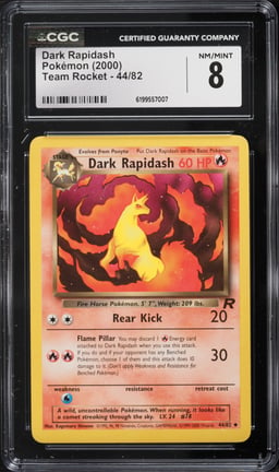 2000 Pokemon Team Rocket Dark Rapidash #44 CGC 8 NM-MT
