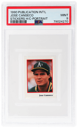1990 Publication International Stickers Hand Cut Portrait Jose Canseco PSA 9