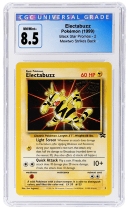 1999 Pokemon Wizards of the Coast Black Star Promo Mewtwo Strikes Back Electabuzz #2 CGC 8.5