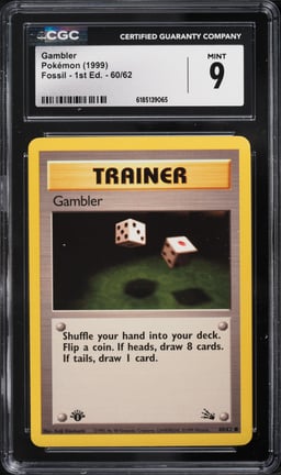 1999 Pokemon Fossil 1st Edition Gambler #60 CGC 9 MINT