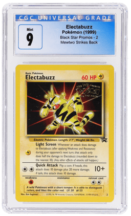 1999 Pokemon Wizards of the Coast Black Star Promo Mewtwo Strikes Back Electabuzz #2 CGC 9