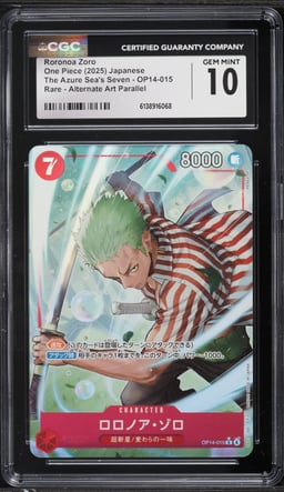2025 One Piece Japanese The Azure Sea's Seven Alt Art Roronoa Zoro #OP14-015 CGC 10 GEM MINT