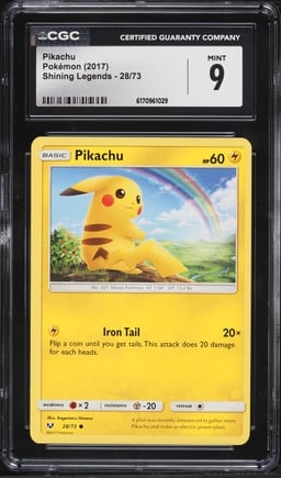2017 Pokemon Sun & Moon Shining Legends Pikachu #28 CGC 9 MINT