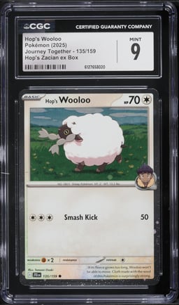 2025 Pokemon Scarlet & Violet Journey Together Hop's Wooloo #135 CGC 9 MINT