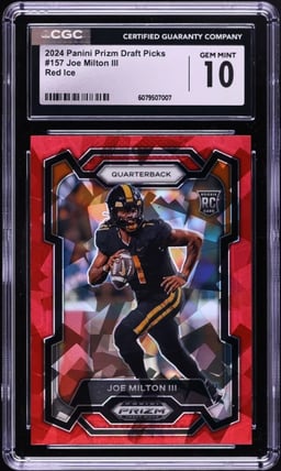 2024 Panini Prizm Draft Picks Red Ice Joe Milton III ROOKIE #157 CGC 10 GEM MINT