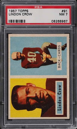 1957 Topps Football Lindon Crow #91 PSA 7 NRMT
