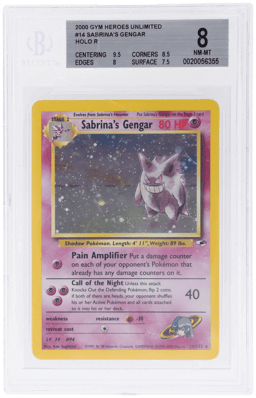 2000 Pokemon Gym Heroes Holo Sabrina's Gengar #14 BGS 8