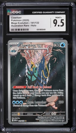 2025 Pokemon Mega Evolution IR Clawitzer #141 CGC 9.5 MINT+