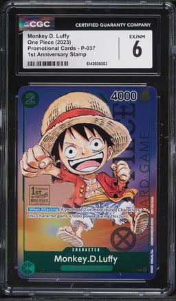 2023 One Piece Promo 1st Anniversary Stamp Alt Art Monkey D. Luffy #P-037 CGC 6 EXMT