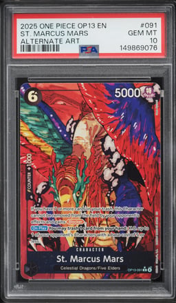 2025 One Piece Carrying On His Will Alt Art St. Marcus Mars #OP13-091 PSA 10 GEM MINT