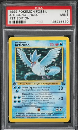 1999 Pokemon Fossil 1st Edition Holo Articuno #2 PSA 9 MINT