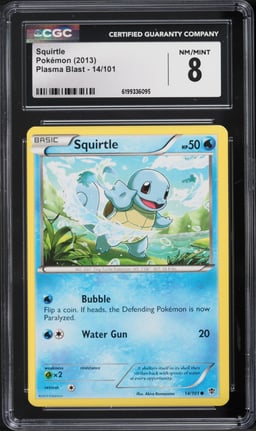 2013 Pokemon Plasma Blast Squirtle #14 CGC 8 NM-MT