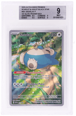 2023 Pokemon Scarlet and Violet Black Star Promo 151 Elite Trainer Box Snorlax #051 BGS 9