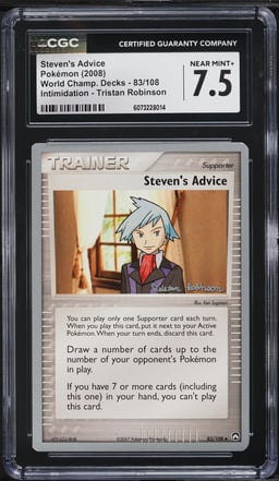 2008 Pokemon World Champ Intimidation Tristan Robinson Steven's Advice CGC 7.5